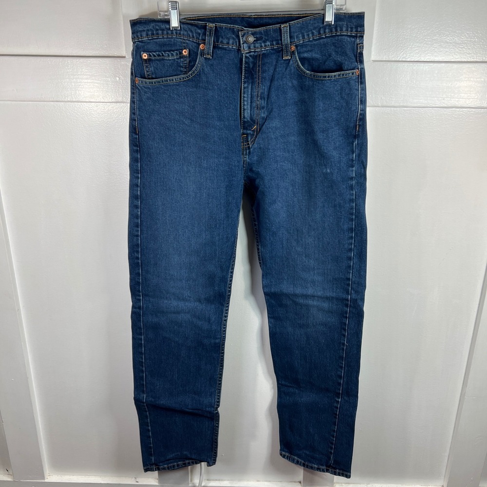 Levis 505 Regular Fit Straight Leg Jeans Medium Wash Blue 36x34 00505-1455